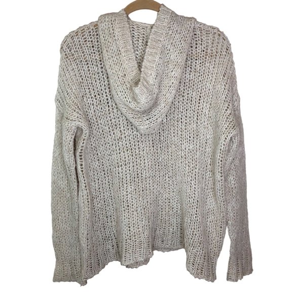 Cable Knit Crochet Sweater Hoodie Sz Medium Pullover Cabin Core Cozy Soft Pocket - Picture 2 of 11